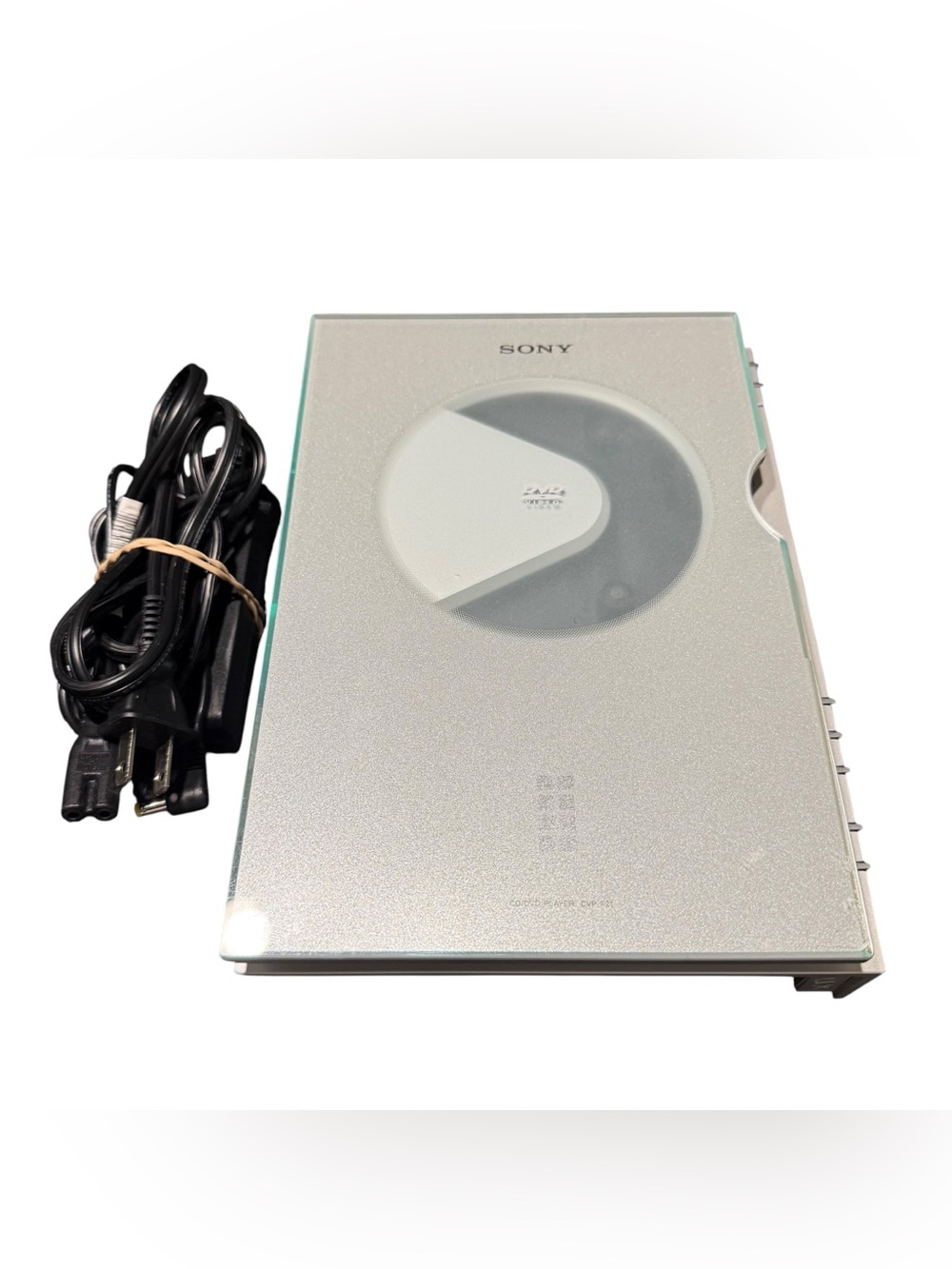 E9 Sony DVP-F21 Compact DVD Player Silver Vintage No Remote Everything Tested